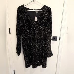 Thyme Maternity black sequin knee length dress size L